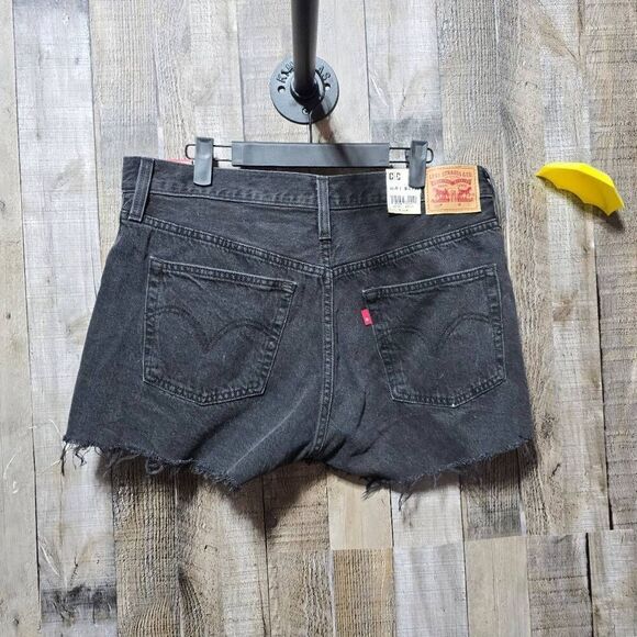 Levis 501 Black High Rise Button Fly Shorts NWT - Picture 2 of 5